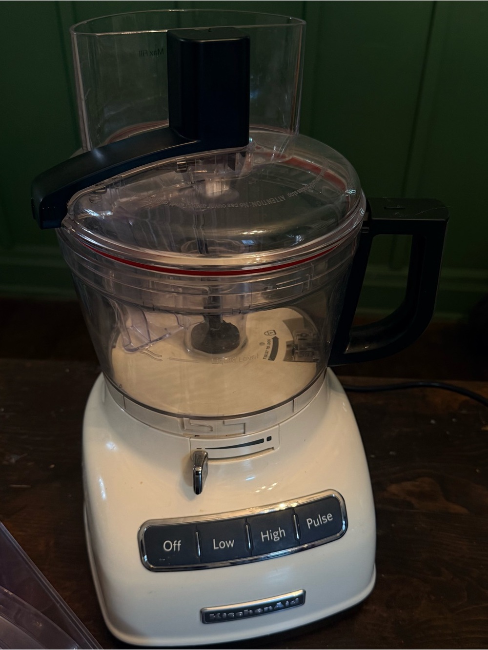 White Food Processor with Black Handle - Compact Kitchen Prep